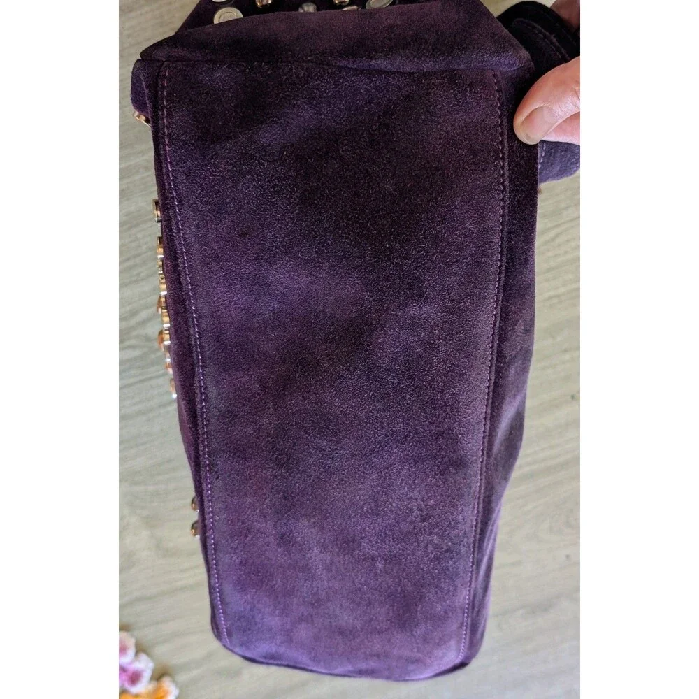 Vintage Jimmy Choo Purple Suede Studded Saba Hobo Shoulder Bag Handbag Y2K
